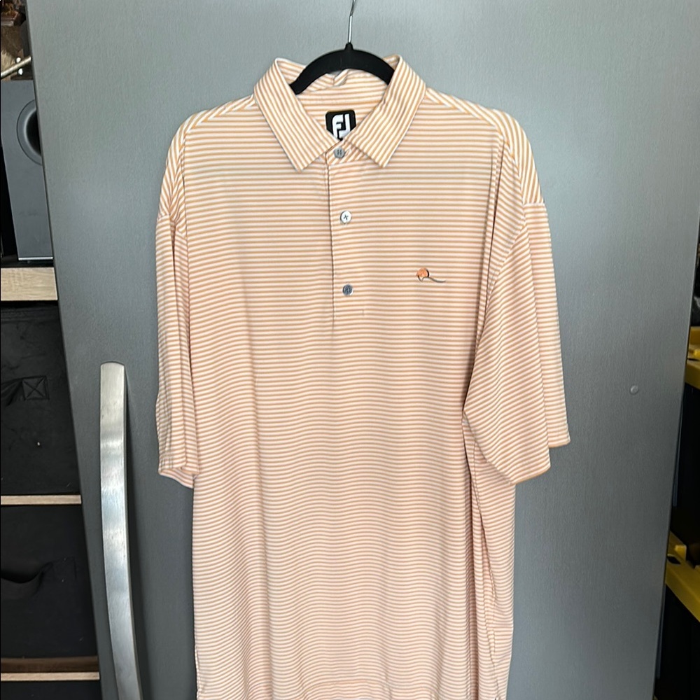 FootJoy Men's Striped Tan Polo Shirt